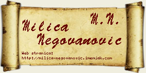 Milica Negovanović vizit kartica